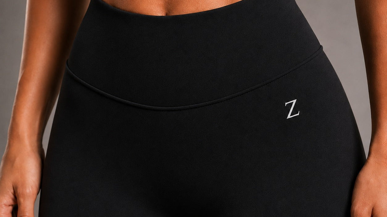 Close up of soft stretch fabric used in ZANOS yoga tights for women