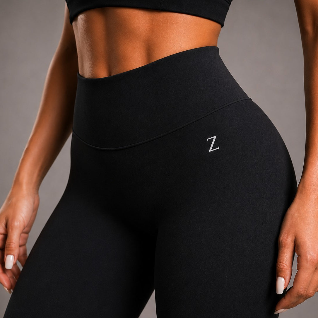 Svarta seamless tights och seamless leggings för dam med hög midja från ZANOS