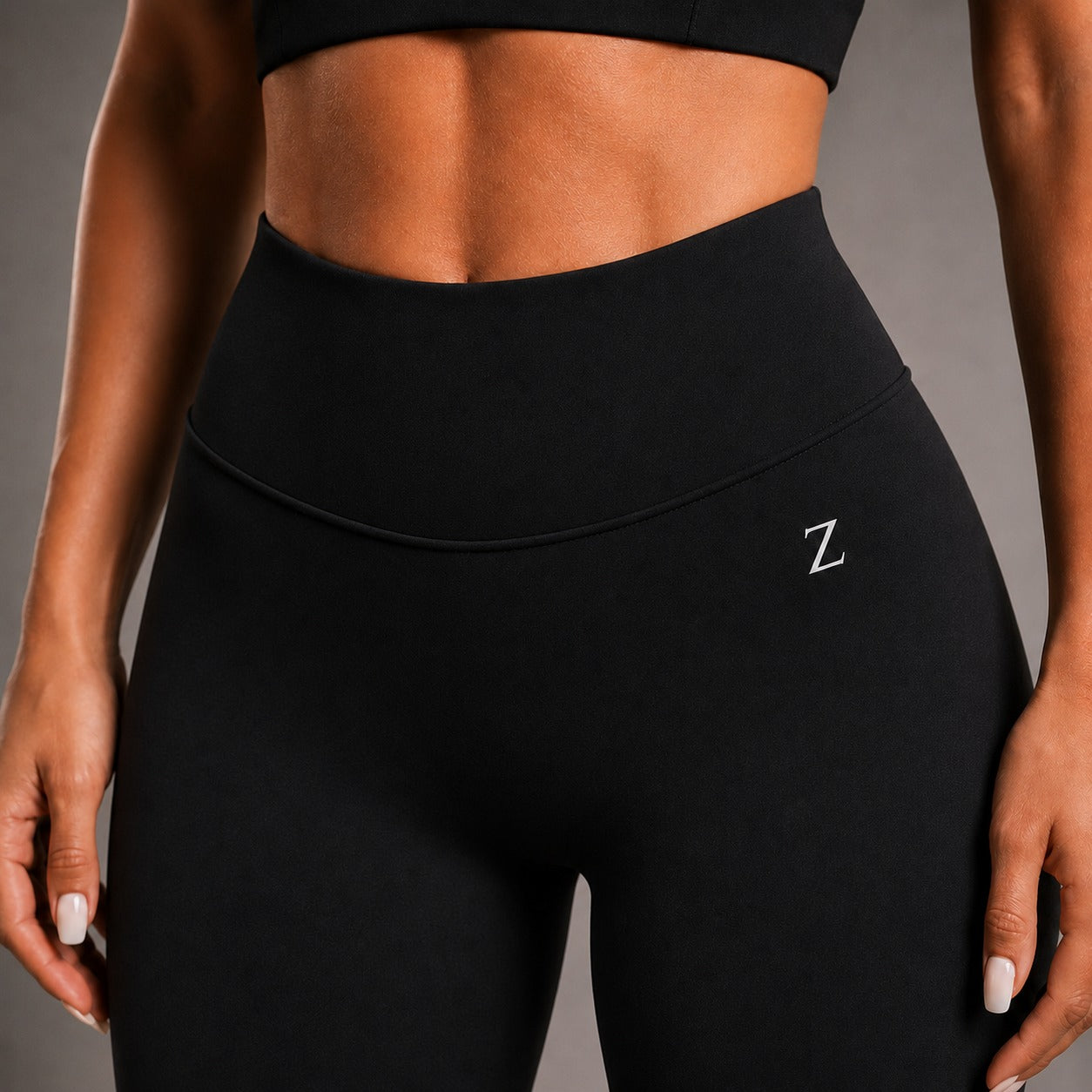 Close up of soft stretch fabric used in ZANOS yoga tights for women