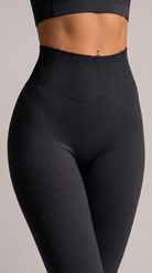 Scrunch tights black high waist and fabric detail