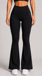 Black flare tights and flare leggings for women with a high waist and flared legs from ZANOS