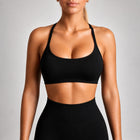 High support sports bra black by ZANOS front view