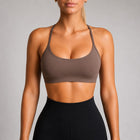 High support sports bra brown by ZANOS front view